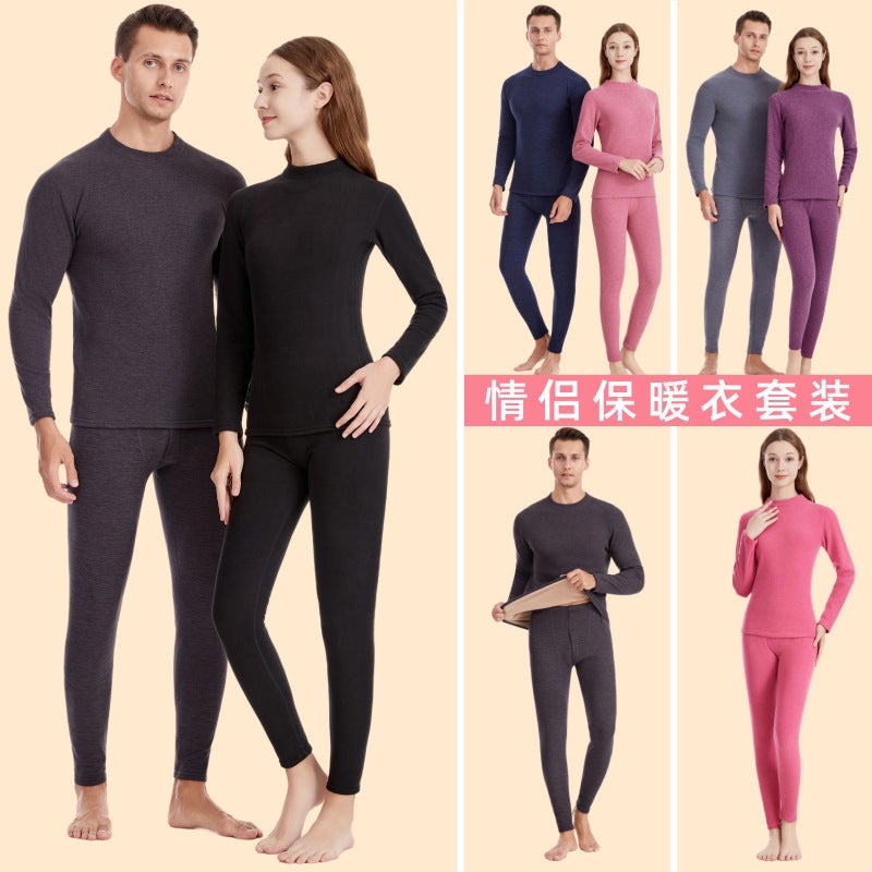 Lamb Velvet Thermal Intimates Fleece-Lined Thickeneded Autumn Clothes And Long Trousers Set For Men And Women Cold-Proof Winter Cotton Sweater Thermal Clothing - Image 4