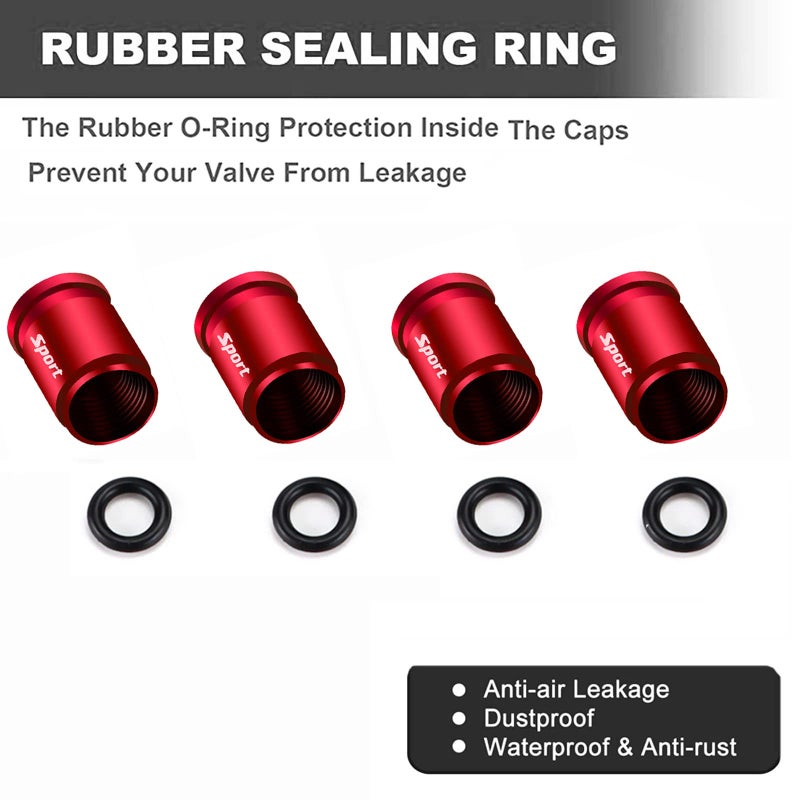 Dsycar Locking Valve Stem Caps Red (8 Pack), Anti Theft Tire Caps with Rubber Ring Tire Wheel Rim Dust Cover fits Cars, Trucks, Bikes, Motorcycles, Bicycles (8 Pack/Red) - Image 3