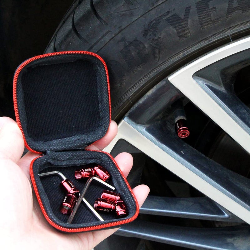 Dsycar Locking Valve Stem Caps Red (8 Pack), Anti Theft Tire Caps with Rubber Ring Tire Wheel Rim Dust Cover fits Cars, Trucks, Bikes, Motorcycles, Bicycles (8 Pack/Red) - Image 5
