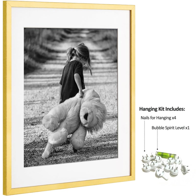 Yaetm 20x20 Gold Picture Frame Matted to 16x16, Set of 3, Thin Large Square Frame for Gallery Wall Display, Hanging Hardware Included (3 Pack, Gold) - Image 2