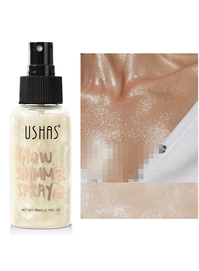 Ushas Glow Shimmer Spray - Shimmer Body Oil Liquid Easy to Push Away Natural Moisture Glitter Face Brightening Glow Pearl Highlighter Illuminator Shine Contouring Makeup for Face and Body #01  - Image 1