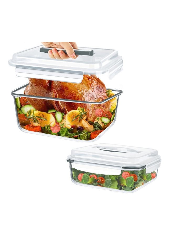 KOMUEE 203oz & 74oz Extra Large Glass Food Storage Containers with Lids, 2 Piece Airtight Big Glass Containers, Leak-proof, BPA-Free Lids with Carry Handle, Freezer Safe - Image 1