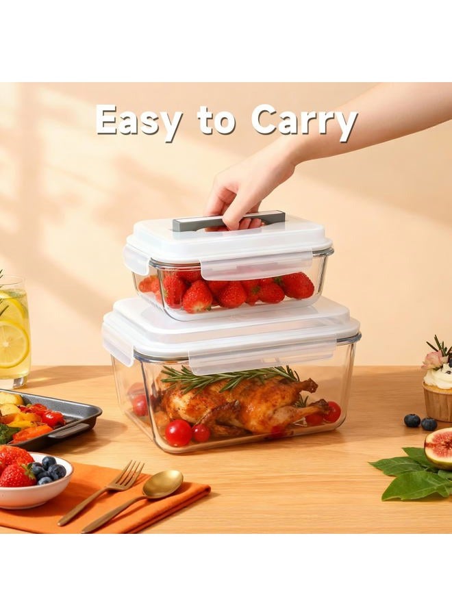 KOMUEE 203oz & 74oz Extra Large Glass Food Storage Containers with Lids, 2 Piece Airtight Big Glass Containers, Leak-proof, BPA-Free Lids with Carry Handle, Freezer Safe - Image 5