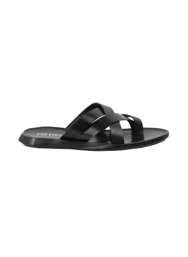 Metro - Metro Men Black Synthetic Leather Chappal UK/9 EU/43 (16-800) - Image 1