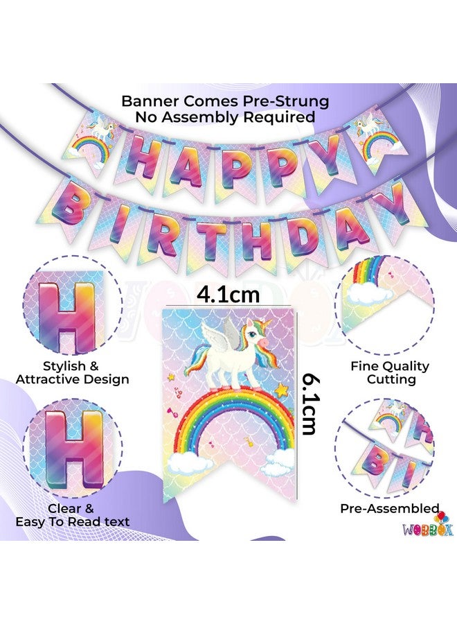 Wobbox Happy Birthday Rainbow Colour Bunting Banner, Rainbow Theme Birthday Decoration, Birthday Decoration Items - Image 2