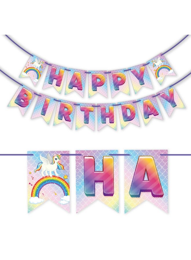 Wobbox Happy Birthday Rainbow Colour Bunting Banner, Rainbow Theme Birthday Decoration, Birthday Decoration Items - Image 1