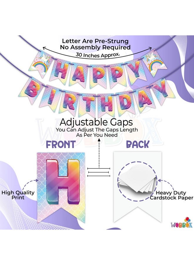 Wobbox Happy Birthday Rainbow Colour Bunting Banner, Rainbow Theme Birthday Decoration, Birthday Decoration Items - Image 3