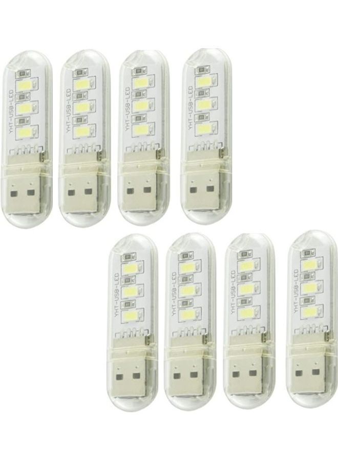 NIBEMINENT 8-Piece Mini Bright 3 LED USB Light White - Image 1