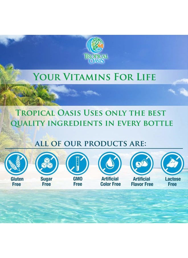 Tropical Oasis - Premium Liquid Multivitamin For Kids | Sugar Free Kids Vitamins | 100% DV of 14 Vitamins for Kids | Multivitamin for Children Ages 4+ | Great Tasting, Non-GMO, Max 98% Absorption Rate- 16 oz, 32 Serv - Image 1