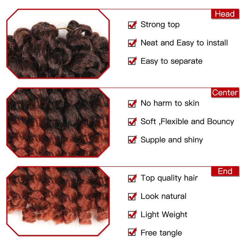 Xtrend 5 Packs Wand Curl Hair 8inch Jamaican Bounce Synthetic Crochet Twist Braids Hair Extension 20strands/pack Xtrend Hair (1B/350#, 5packs/Lot) - Image 3