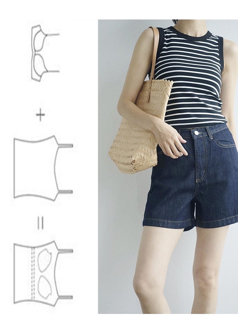 ASIV 95% Cotton French design striped top with chest pad,black base top - Image 1