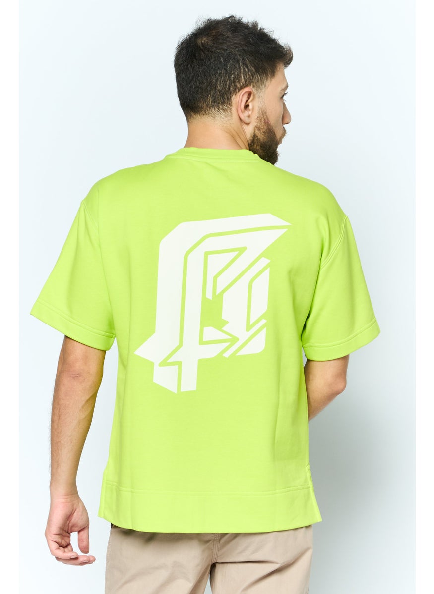 ESPRIT Men Crew Neck Short Sleeves Graphic Print Sweatshirt, Lime Green  - Image 4
