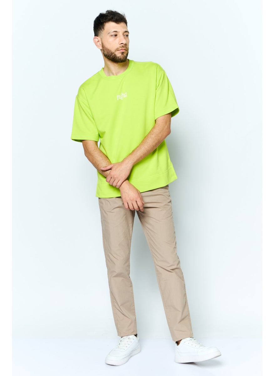 ESPRIT Men Crew Neck Short Sleeves Graphic Print Sweatshirt, Lime Green  - Image 2