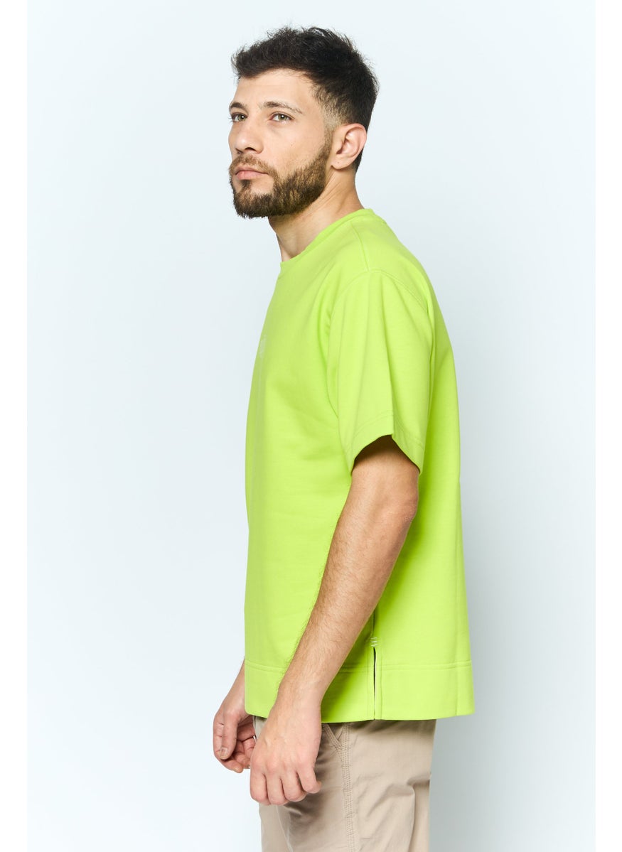 ESPRIT Men Crew Neck Short Sleeves Graphic Print Sweatshirt, Lime Green  - Image 3
