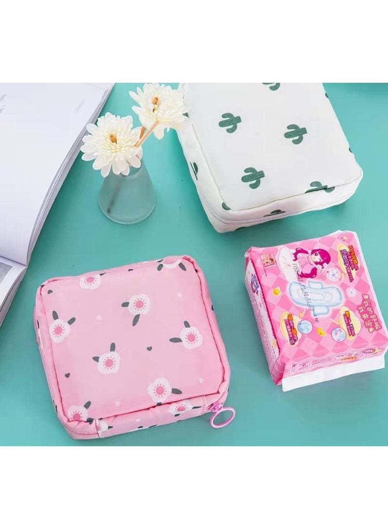 Cute Cartoon Design Pure Cotton Large Sanitary Pad Storage Bag (Color: Black) - Image 4