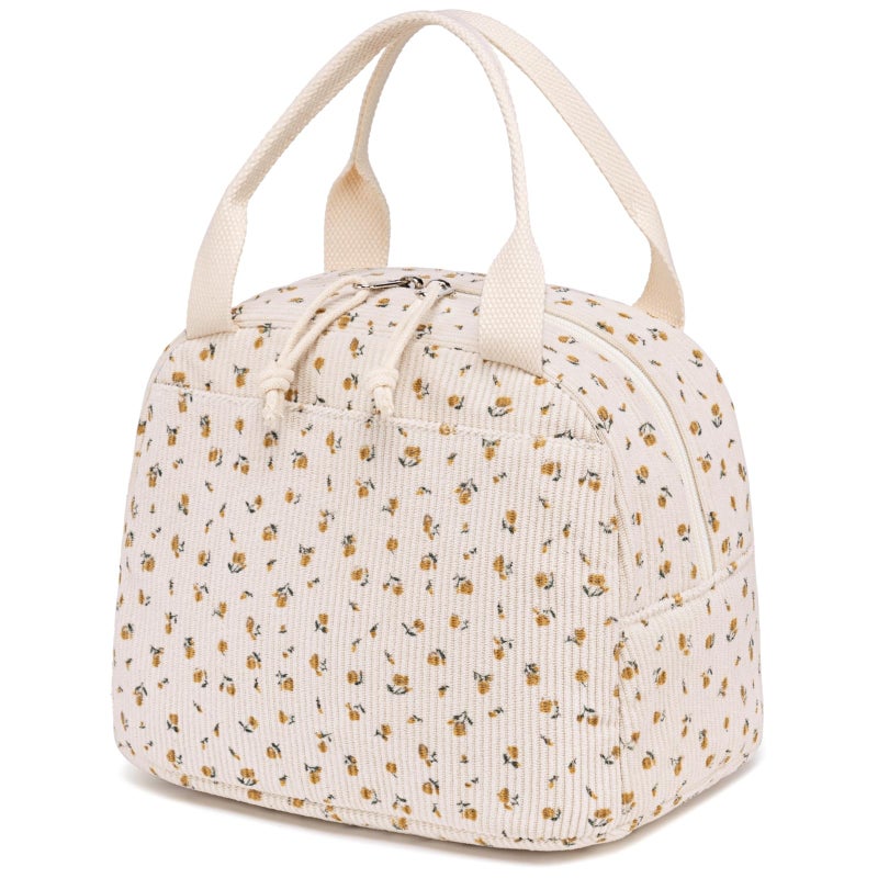 Bluboon Lunch Bag for Women Men Cute Corduroy Lunch Tote Bags Reusable Insulated Lunch Box Large Capacity Reusable Insulated Cooler for Work Picnic or Travel