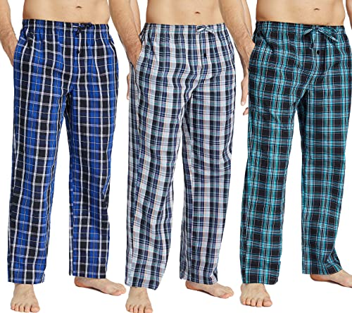 JupiterSecret Mens Pajama Pants Set Cotton Plaid Sleep & Lounge Pants, PJ Bottoms with Pockets and Button Fly - Image 1