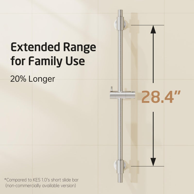KES No Drill 30-Inch Shower Slide Bar with Adjustable Handheld Shower Head Holder, Self Adhesive, Universal Fit, SUS304 Brushed Stainless Steel Drill-Free for Bathroom, F209S78DF-BS - Image 5