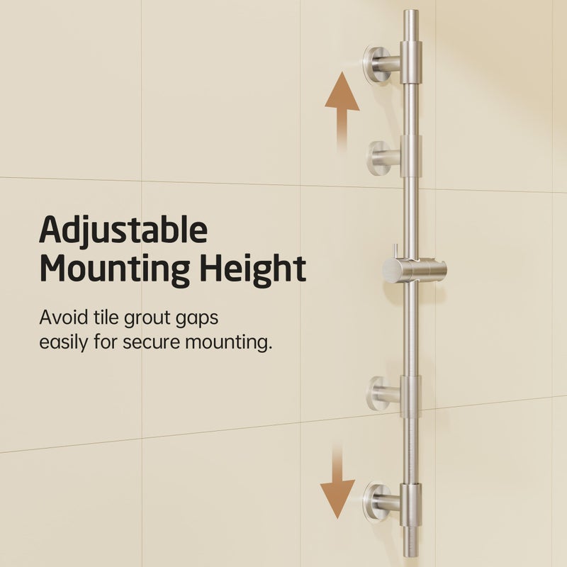 KES No Drill 30-Inch Shower Slide Bar with Adjustable Handheld Shower Head Holder, Self Adhesive, Universal Fit, SUS304 Brushed Stainless Steel Drill-Free for Bathroom, F209S78DF-BS - Image 3