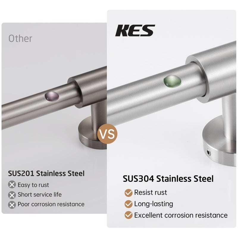 KES No Drill 30-Inch Shower Slide Bar with Adjustable Handheld Shower Head Holder, Self Adhesive, Universal Fit, SUS304 Brushed Stainless Steel Drill-Free for Bathroom, F209S78DF-BS - Image 4