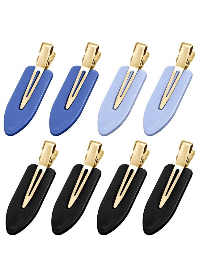 YIERSO 8 Pcs No bend Hair Clips No Crease Makeup Duckbill Clip No Dent Creaseless Flat Alligator Hair Barrettes for Salon Hairstyle Women Girls Accessories (Black Blue) - Image 1