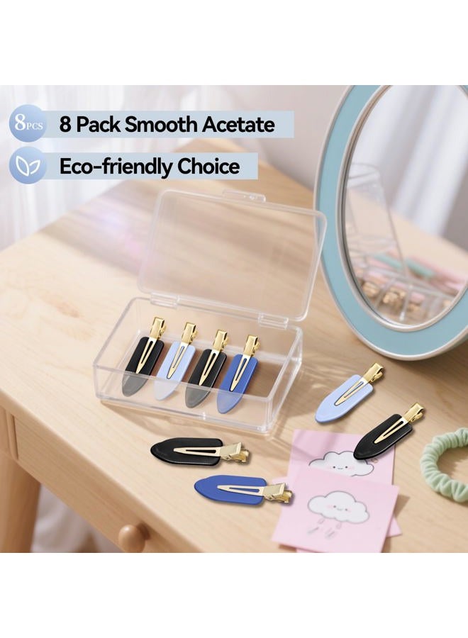YIERSO 8 Pcs No bend Hair Clips No Crease Makeup Duckbill Clip No Dent Creaseless Flat Alligator Hair Barrettes for Salon Hairstyle Women Girls Accessories (Black Blue) - Image 4