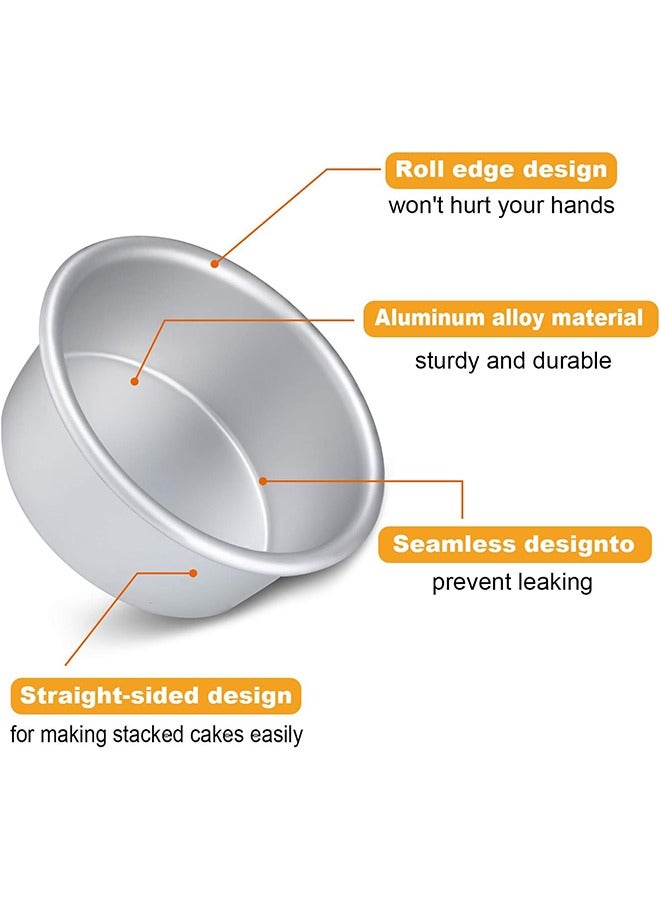 Cake Pans Round Non Stick Round Cheese Cake Baking Pans For Home Party Baking Supplies, Round Cake Pans with Removable Bottom 4 Pieces 4.5 Inch - Image 3