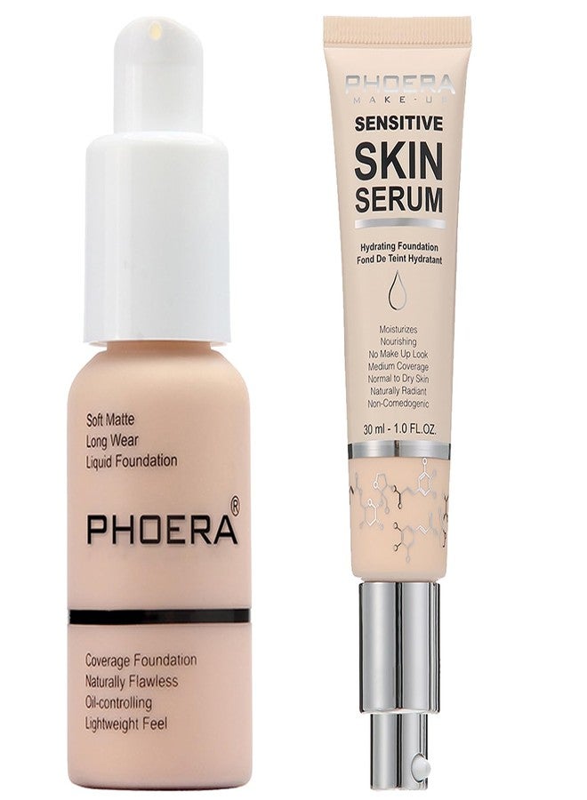 Hilareco PHOERA Foundation Full Coverage,and Medium Coverage 2024 New PHOERA Foundation Makeup for Mature Skin, Lightweight Wrinkles Matte Natural Finish for a Flawless Complexion(101+N01/Porcelain+Porcelain) - Image 1