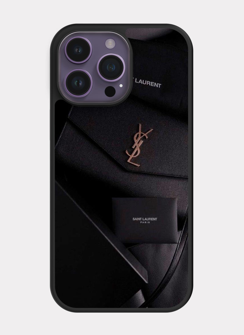 بكسلات كفر ايفون 14 برو ماكس ذهبي اسود إيف سان لوران - Image 1