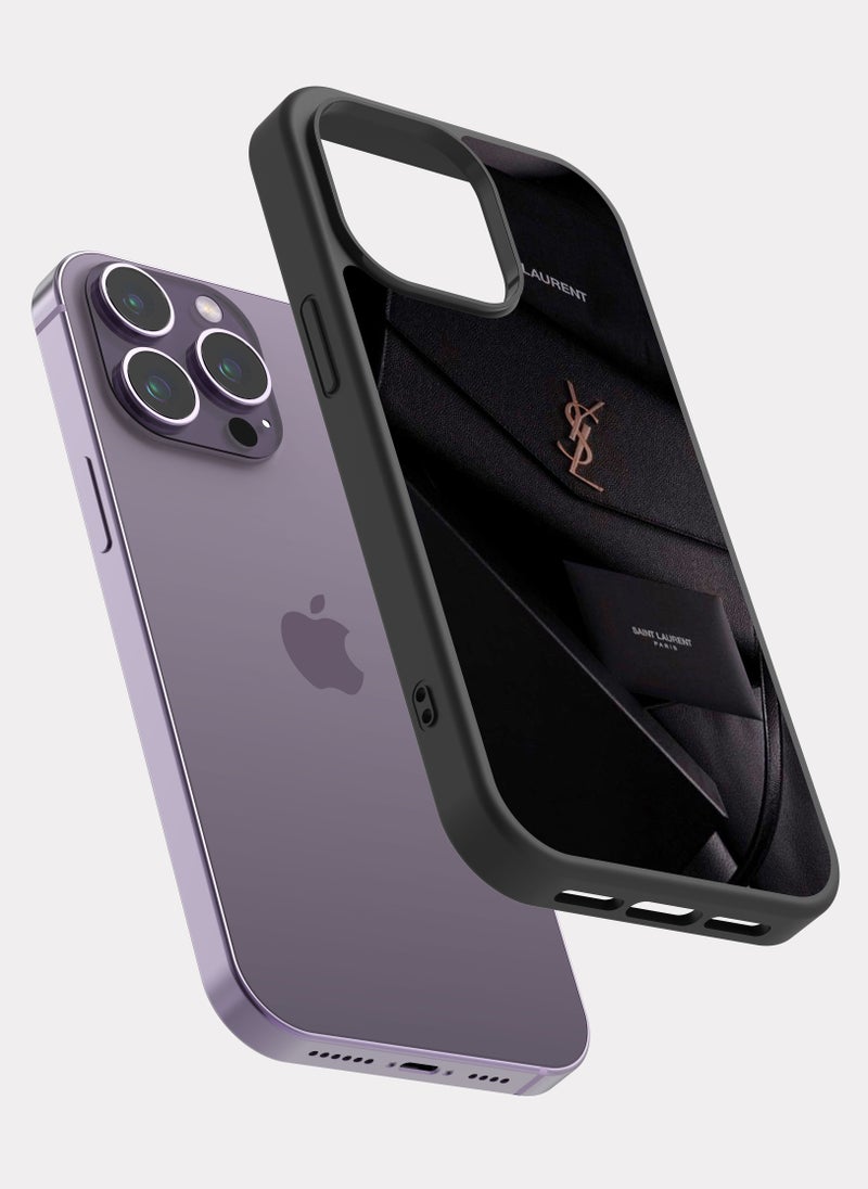 بكسلات كفر ايفون 14 برو ماكس ذهبي اسود إيف سان لوران - Image 2