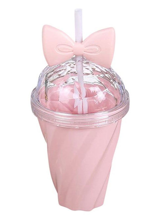 Alyashmac Lovely Straw Cold Drink Cup With Bow Pink/Clear - Image 1