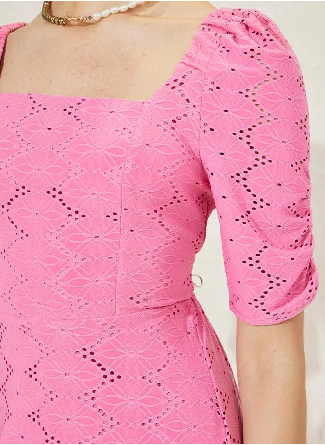 ستايلي Self Design Half Sleeves A-line Maxi Dress