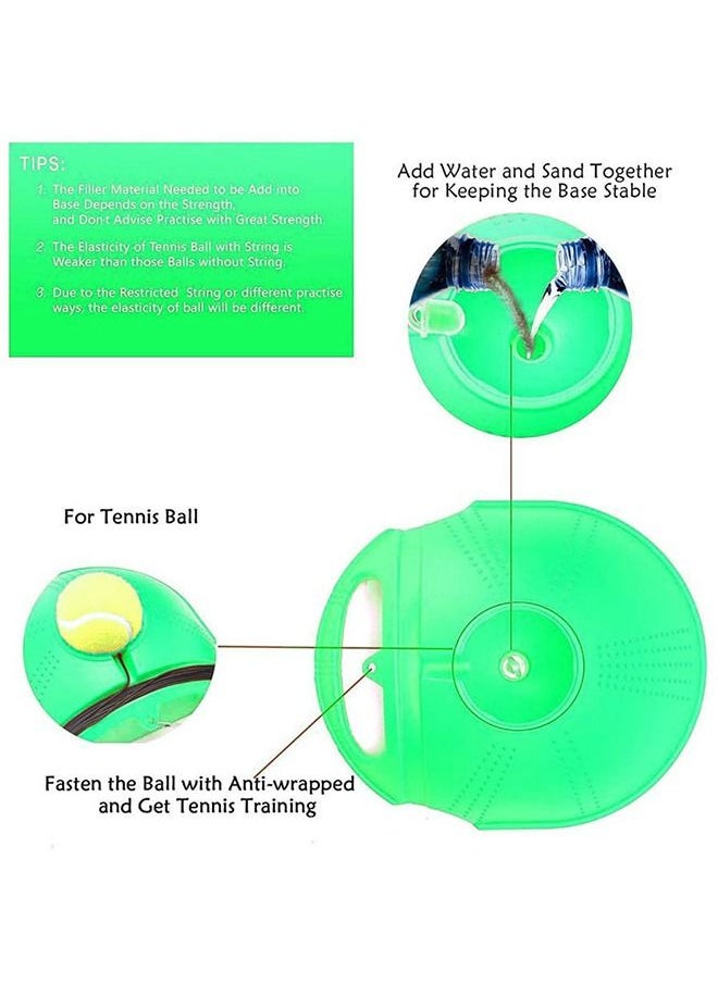 Solo Tennis Trainer Rebound Ball with String, Portable Tennis Practice Device Tennis Training Tool with 1 Tennis Balls and Practice Elastic Strings for Self-Practice, Beginners, Adults (Green)