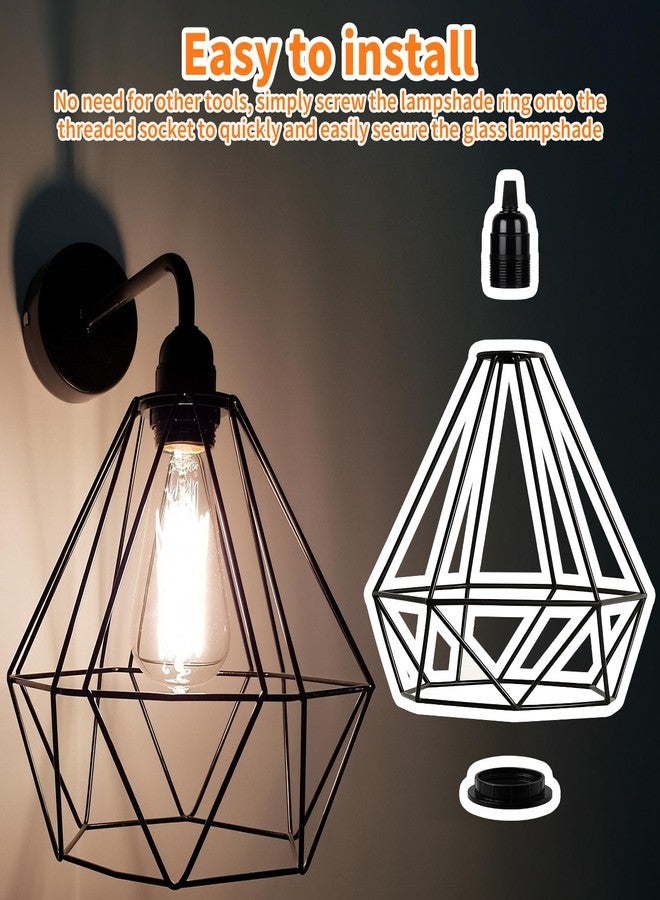 Pretwad 6 PCS E26 Lamp Shade Rings - E26 Light Socket Shade Rings Collar Ring, 2 Sizes Black Threaded Reducer Collar Ring 34mm (1-3/8") & 39mm (1-1/2") for Light Socket, Hanging Lamp Holder Parts - Image 4