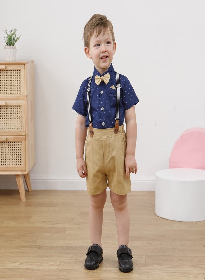 nilikastta Toddler Boy Outfits Toddler Suit For Boys Toddler Outfits For Boys Summer Formal Short Shirt/Bowtie/Suspender 2-3T - Image 3