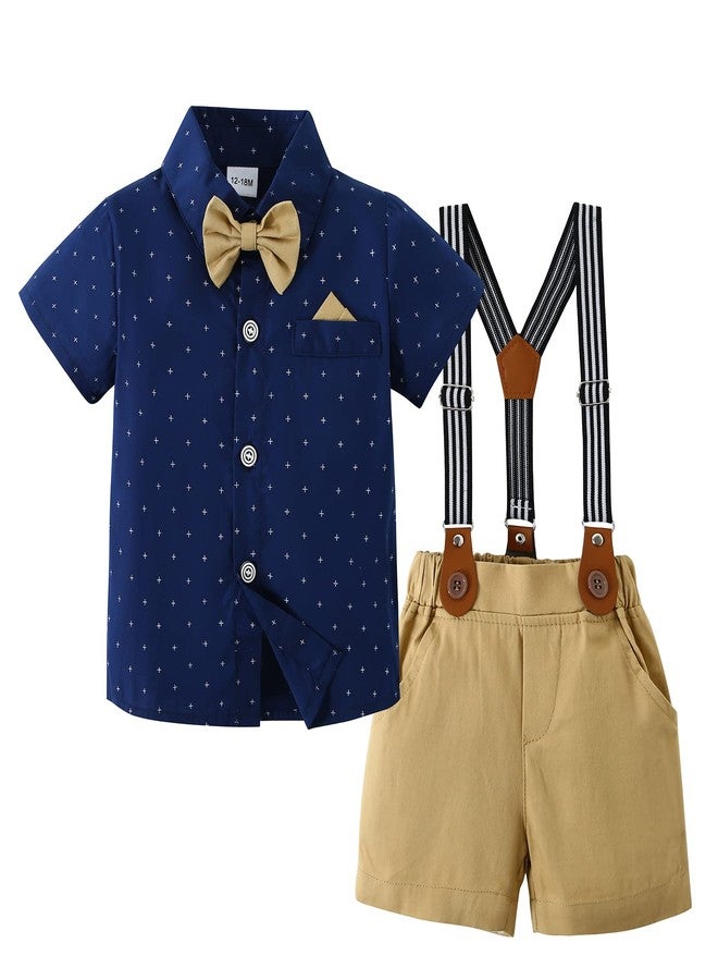 nilikastta Toddler Boy Outfits Toddler Suit For Boys Toddler Outfits For Boys Summer Formal Short Shirt/Bowtie/Suspender 2-3T - Image 1