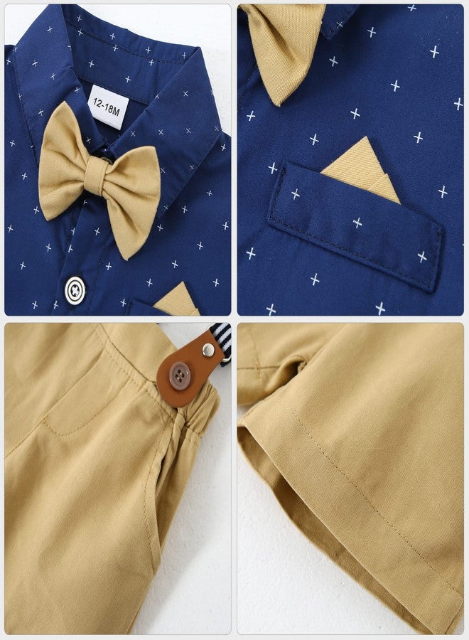 nilikastta Toddler Boy Outfits Toddler Suit For Boys Toddler Outfits For Boys Summer Formal Short Shirt/Bowtie/Suspender 2-3T - Image 5