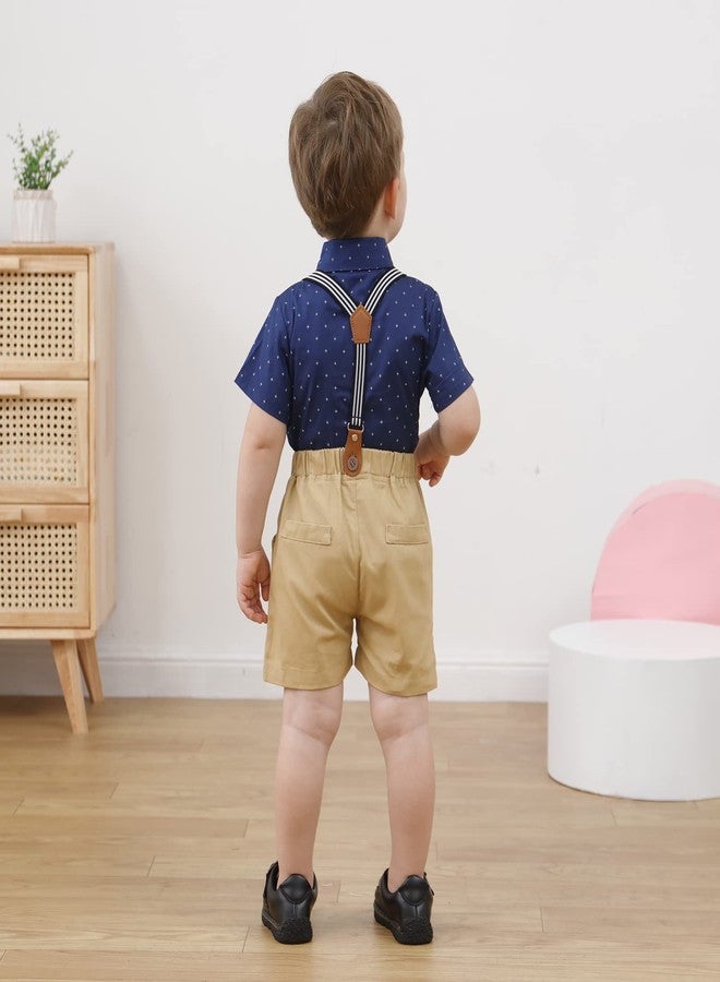 nilikastta Toddler Boy Outfits Toddler Suit For Boys Toddler Outfits For Boys Summer Formal Short Shirt/Bowtie/Suspender 2-3T - Image 4