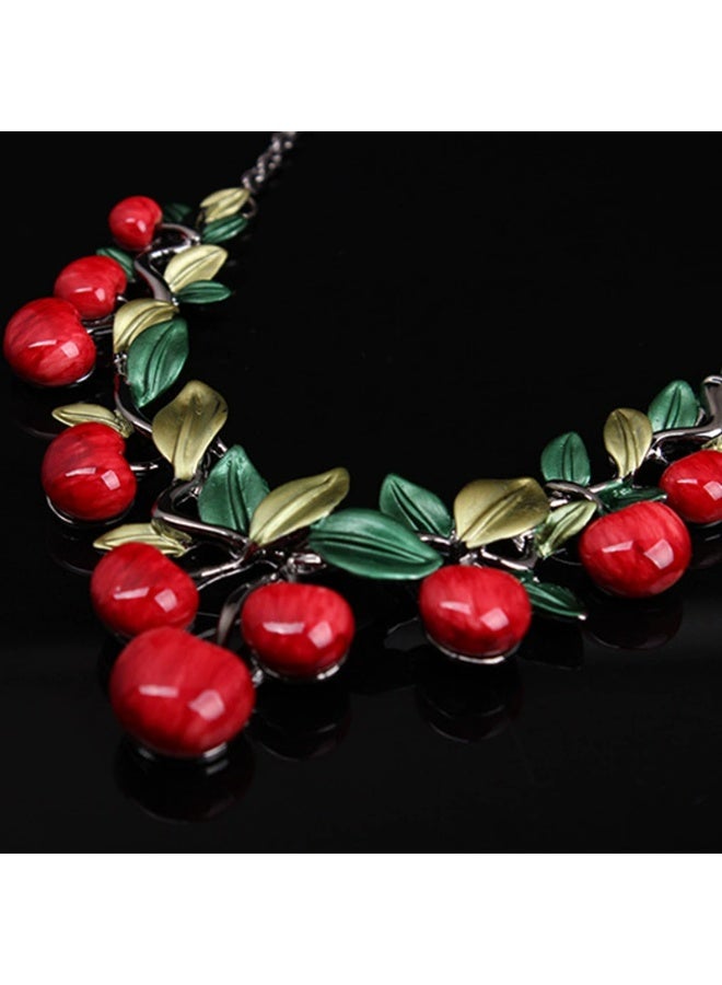 Goolsky Statement Cherry Jewelry Set - Bold Fashion Sweet Fruit Design Necklace & Stud Earrings 2-Piece Accessory Set - Image 3