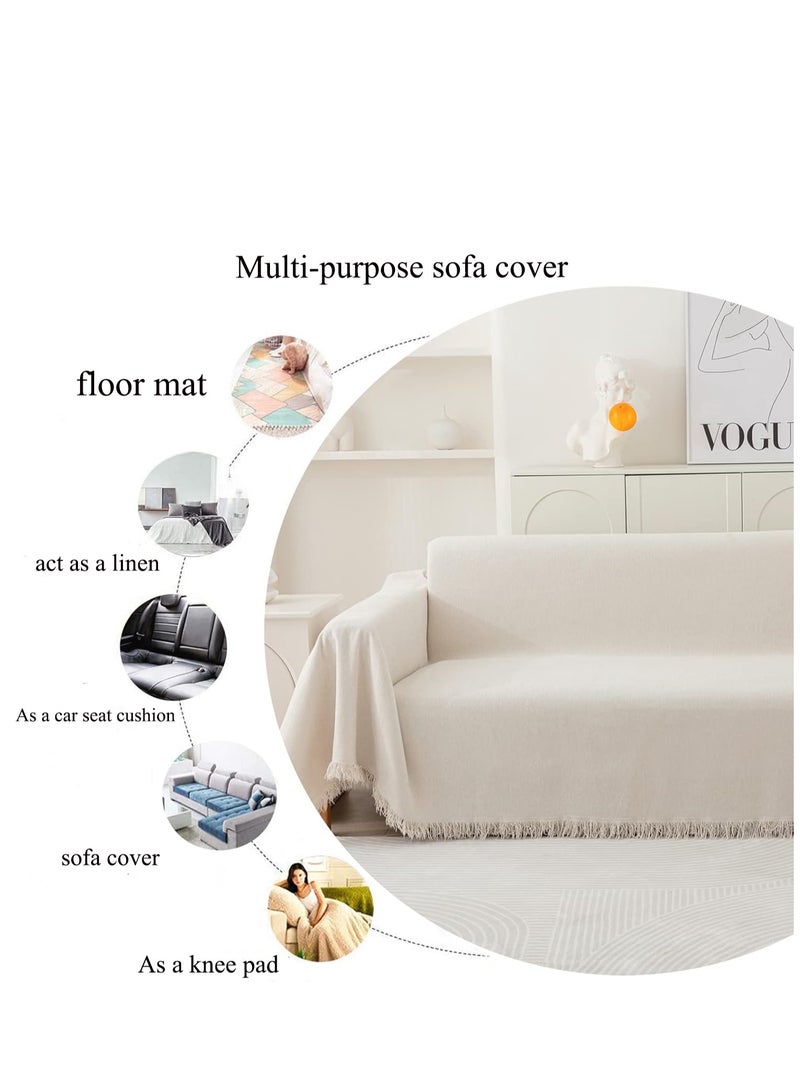 MarlaMall Bohemian style sofa cover, suitable for corner sofa cover (L-shape), washable sofa cover, soft, breathable, all-season universal, waterproof, anti-scratch dust cover. (white, L:260 x W:180 cm) - Image 5