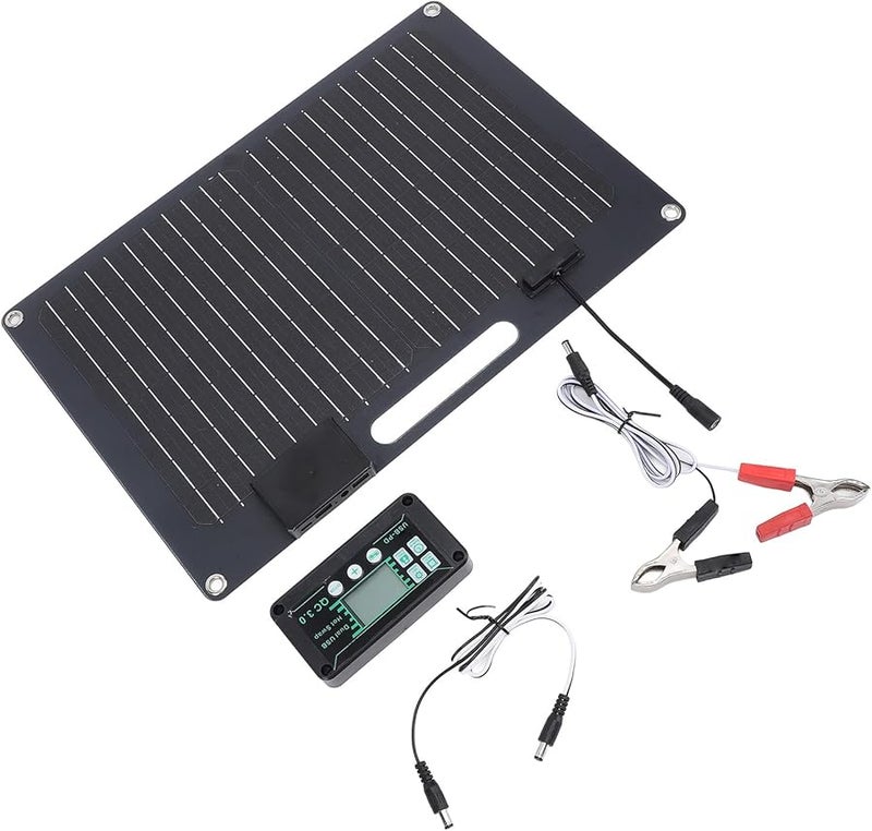 100W Monocrystalline Solar Panel Kit with USB Dual Output 12V 24V 100A Controller for RV Boat Motorhome Black - Image 3