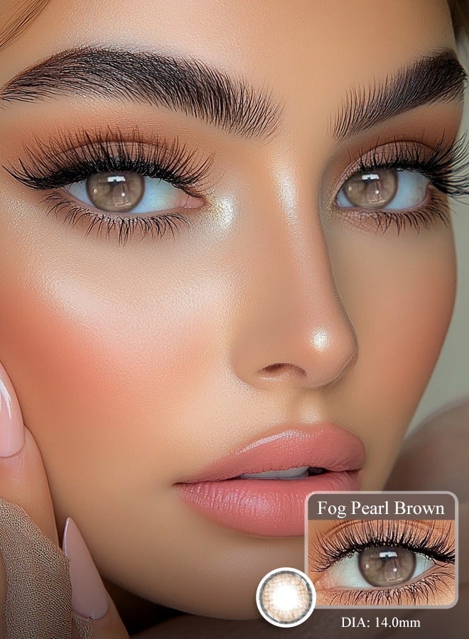 Freshlady Fog Pearl Brown Colored Contact Lenses 14.00mm Yearly Disposable – Natural Brown Eye Look, Comfortable & Soft, Ideal Gift for Girls, Daily Wear & Makeup - Image 3
