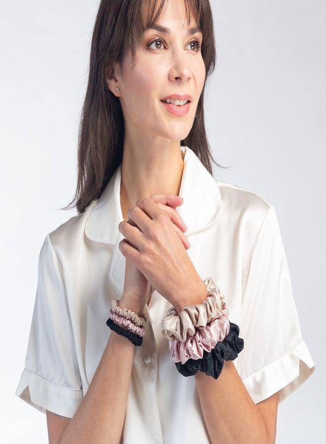 Fishers Finery 25 Momme 100% Pure Mulberry Silk Large Scrunchies, Hair Ties (Black, 3 Pk) - Image 3