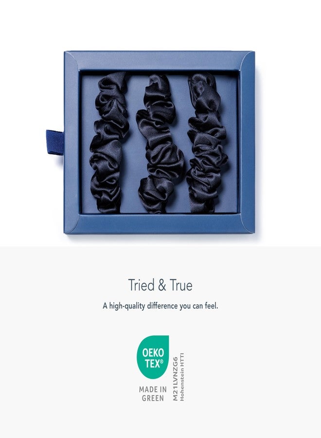 Fishers Finery 25 Momme 100% Pure Mulberry Silk Large Scrunchies, Hair Ties (Black, 3 Pk) - Image 4