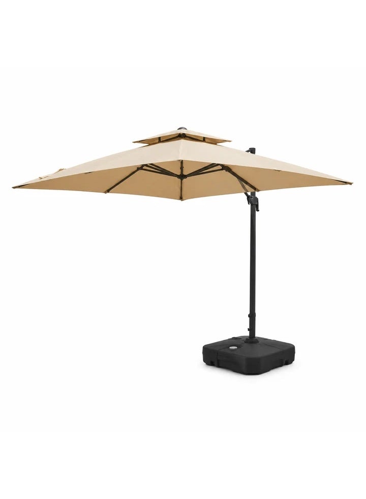 Casa Fiora Outdoor Cantilever Umbrella 3x3m with 130L Water Base, Aluminum Frame, UV and Weatherproof Fabric - Image 1