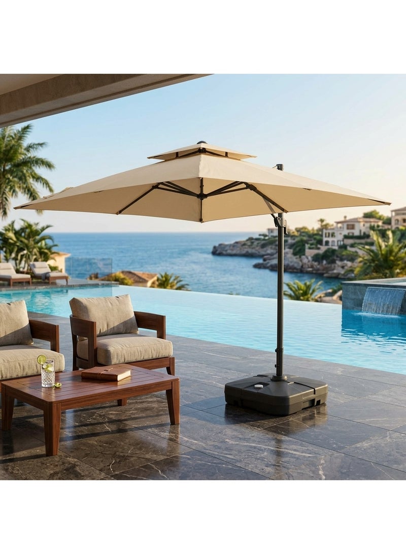 Casa Fiora Outdoor Cantilever Umbrella 3x3m with 130L Water Base, Aluminum Frame, UV and Weatherproof Fabric - Image 2