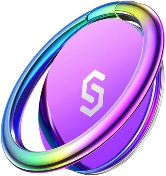 ساينك واير Syncwire حامل حلقة الهاتف المحمول، دوران 360 درجة مع حلقة إصبع وقاعدة دعم، قبضة هاتف معدنية مصقولة، متوافق مع iPhone وSamsung وLG وSony - Image 1