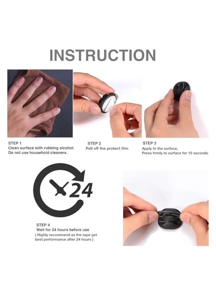 erorex Cable Clips, 16 Pack Black Self Adhesive Cord Holder, Ideal Cable Management Cord Organizer Wire Keeper for Desk, Nightstand, Phone Charger, Computer, Home, Office, Car - Image 4