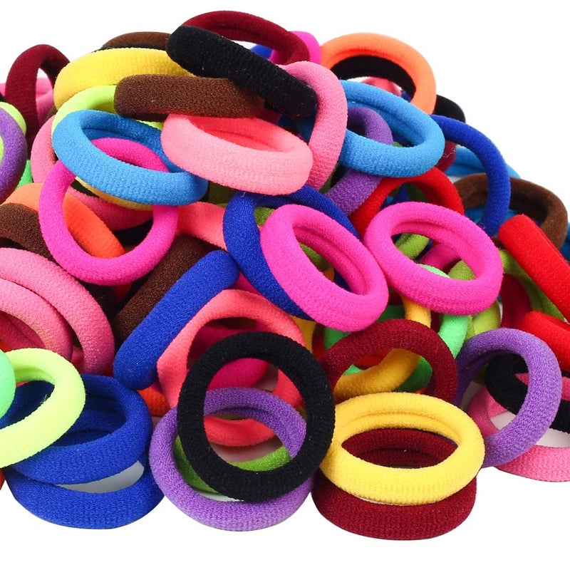 QRTVI 120 Pcs Baby Hair Ties, Cotton Toddler Hair Ties for Girls and Kids, Multicolor Small Seamless Hair Bands Elastic Ponytail Holders(15 Colors) - Image 1