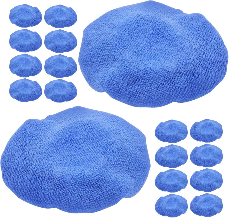 Garneck 24pcs Vehicle Polishing Pad Covers Car Buffer Bonnet Pads 5-6 Inch Blue Microfiber Buffing Bonnet for Auto Waxing and Detailing Car Care Tool - Image 1